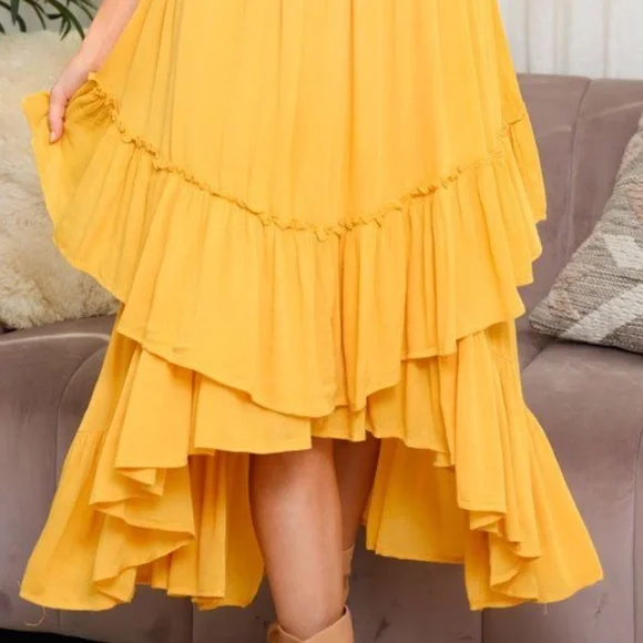 Golden Mustard Boho Style Dress - Picture 9 of 12